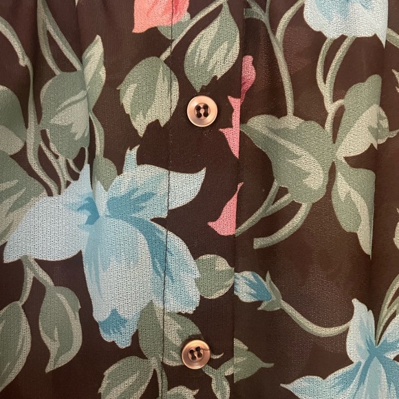 Beautiful‎ Vintage Floral Mesh Button Down Top Size Medium Ecco Bay 80’s - Picture 4 of 5